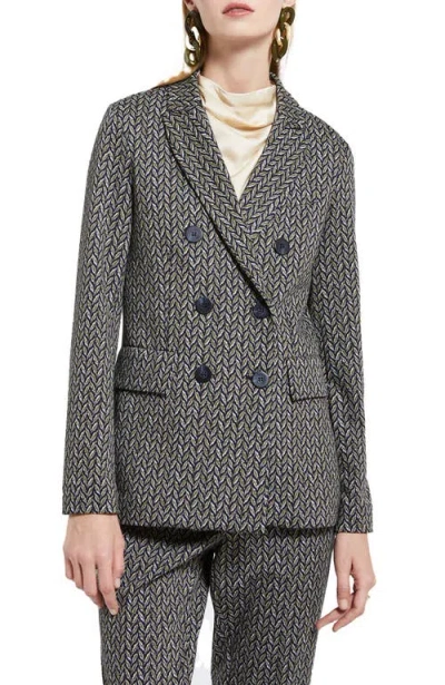 Ottod'ame Printed Double Breasted Blazer In Black