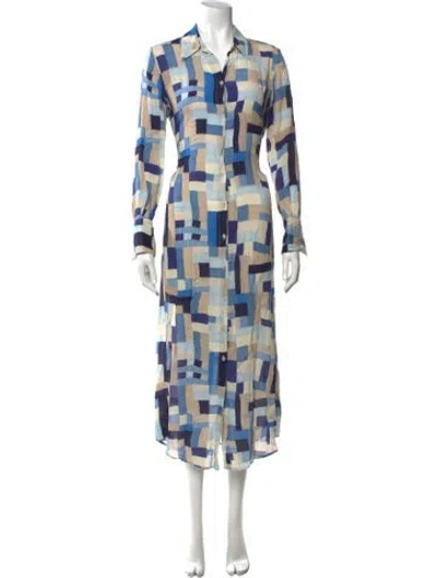 Pre-owned Ottod'ame Printed Long Dress In Blue