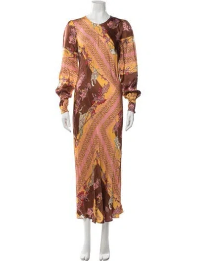 Pre-owned Ottod'ame Printed Long Dress In Orange