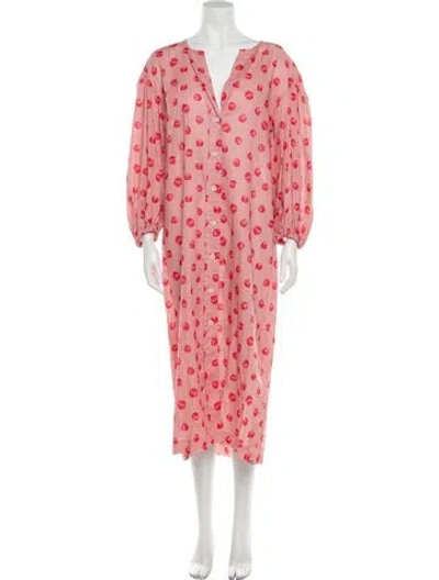 Pre-owned Ottod'ame Printed Long Dress In Pink