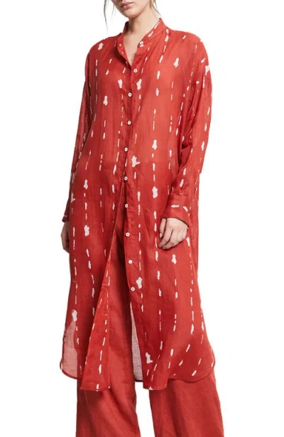 Ottod'ame Printed Midi Shirt Dress With Korean Collar In Black