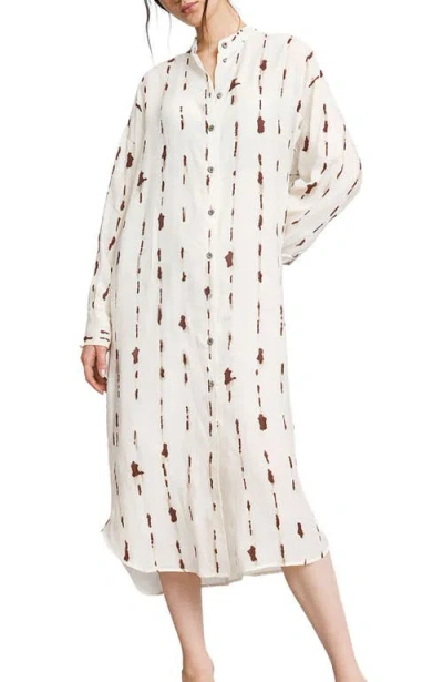 Ottod'ame Printed Midi Shirt Dress With Korean Collar In Purple