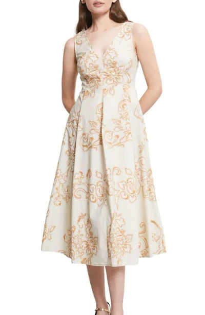 Ottod'ame Poplin Midi Dress In Tiglio In Neutral