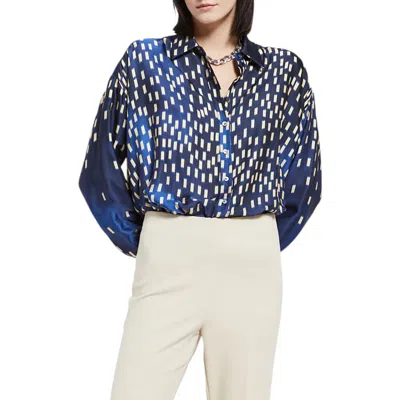 Ottod'ame Printed Satin Shirt In Blue