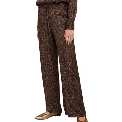 Ottod'ame Printed Viscose Palazzo Trousers In Brown