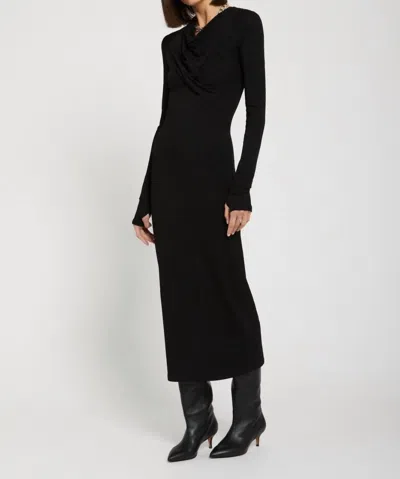 Ottod'ame Pure Stretch Viscose Long Dress In Black