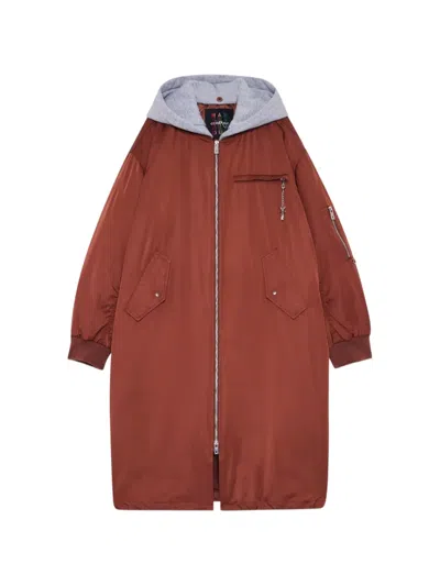 Ottod'ame Quilted Hooded Coat In Brown
