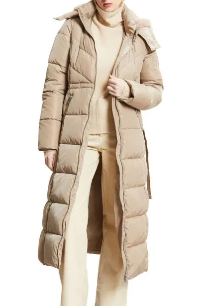 Ottod'ame Quilted Puffer Long Jacket In Neutral