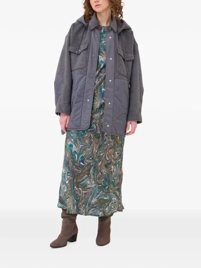 Ottod'ame Quilted-panel Hooded Coat In Gold