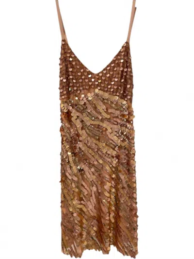 Ottod'ame Rame Dress In Peach In Brown