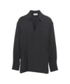 Ottod'ame Relaxed Fit Oversized Blouse With Distinctive Collar In Black