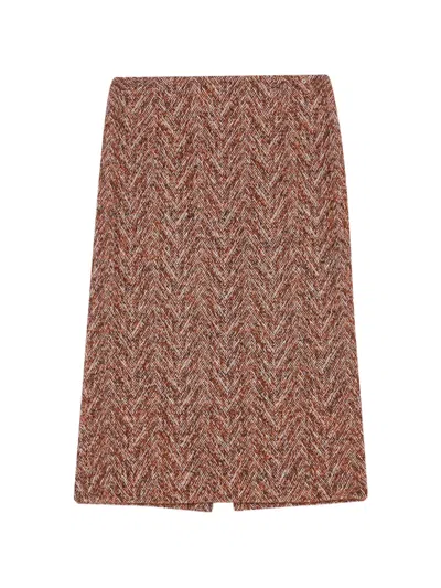 Ottod'ame Retro Midi Skirt In Brown