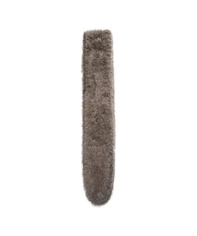 Ottod'ame Reversible Faux Fur Scarf With Rounded Edges In Brown