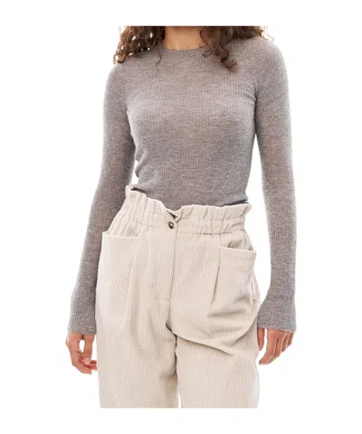 Ottod'ame Round Neck Long-sleeved Sweater In Brown