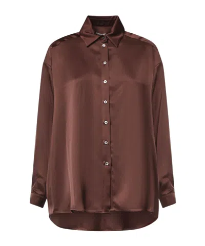 Ottod'ame Satin Button-up Shirt In Red