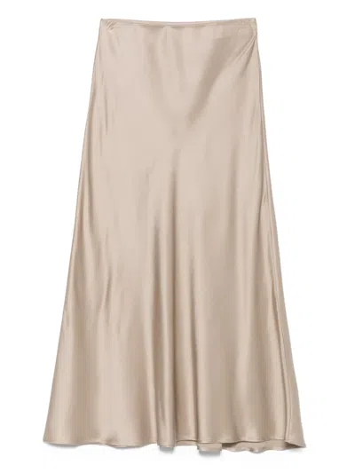Ottod'ame Satin Midi Skirt In Neutral