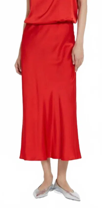 Ottod'ame Satin Slip Skirt In Red