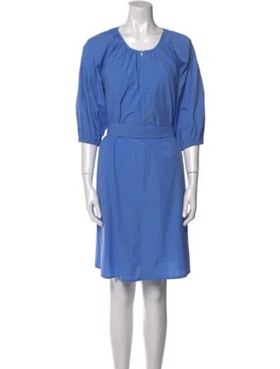 Pre-owned Ottod'ame Scoop Neck Knee-length Dress In Blue