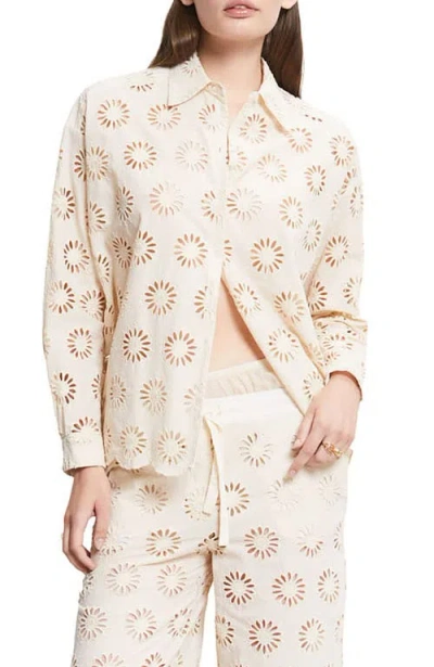 Ottod'ame Shirt With Cutwork Emebrodery In Neutral