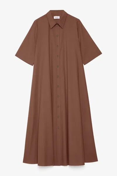 Ottod'ame Short-sleeve Shirt Dress In Brown