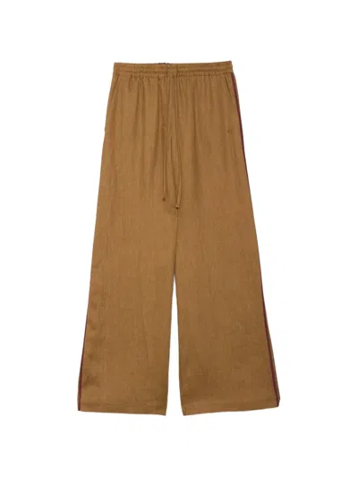 Ottod'ame Side-stripe Drawstring Palazzo Pants In Brown