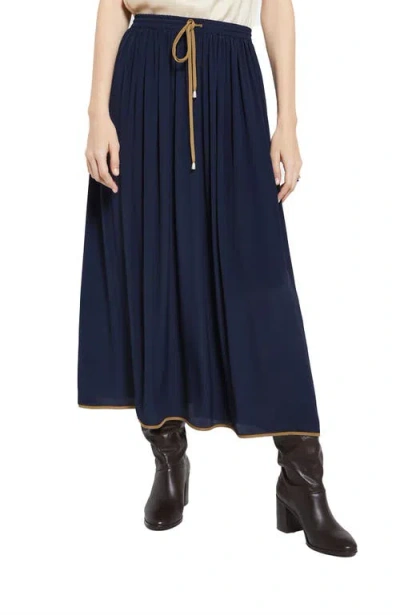 Ottod'ame Silk-blend Long Skirt In Blue