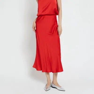 Ottod'ame Silky Maxi Skirt In Cherry Red