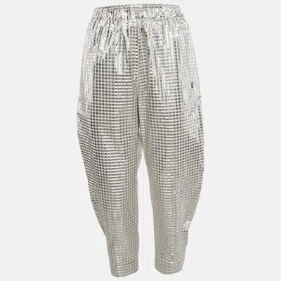 Ottod'ame Silver Lurex And Cotton Blend Gingham Trousers