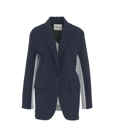 Ottod'ame Single-breasted Blazer With Contrasting Back Panel And Pinstripes
