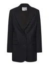 Ottod'ame Single-breasted Wool Blend Blazer In Black