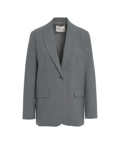 Ottod'ame Single-button Blazer With Notch Lapel In Gray
