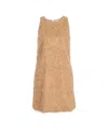 Ottod'ame Sleeveless Mini Dress With Faux Fur Texture And Keyhole Detail In Multi