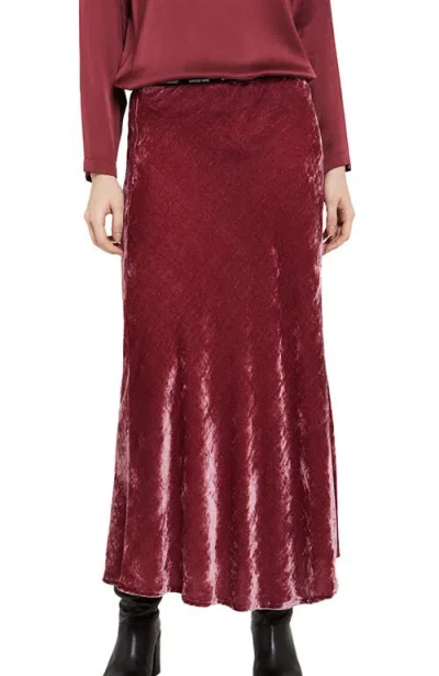 Ottod'ame Soft Velvet Midi Skirt In Burgundy