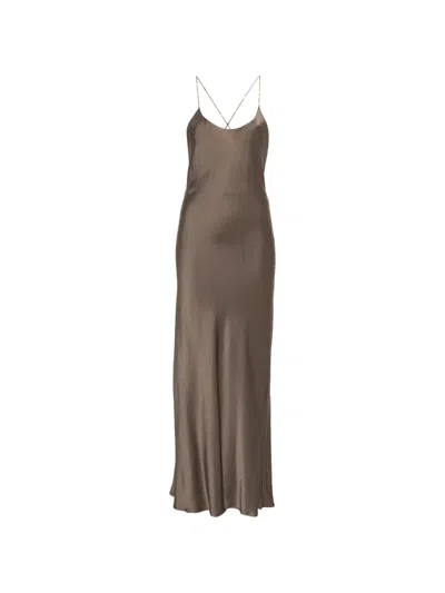 Ottod'ame Spaghetti-strap Maxi Dress In Brown