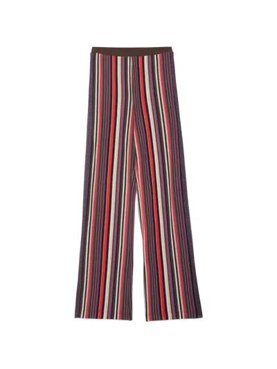 Ottod'ame Striped Glitter-detail Trousers In Purple