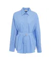 Ottod'ame Striped Long-sleeve Shirt With Removable Waist Belt In Blue