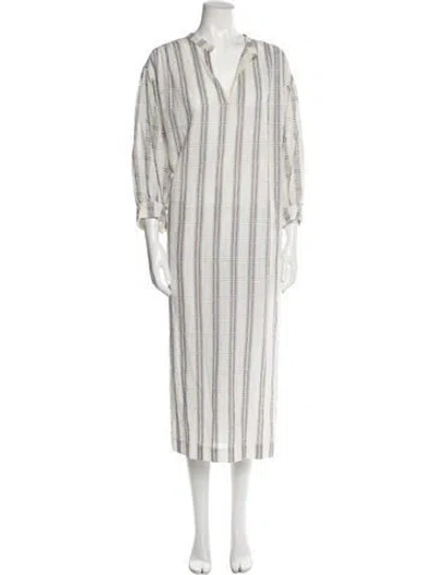 Pre-owned Ottod'ame Striped Midi Length Dress W/ Tags In Neutral