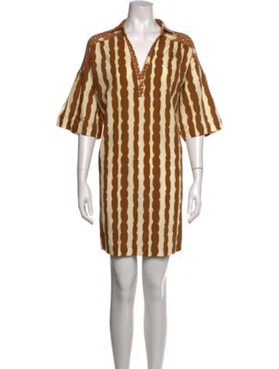 Pre-owned Ottod'ame Striped Mini Dress W/ Tags In Yellow