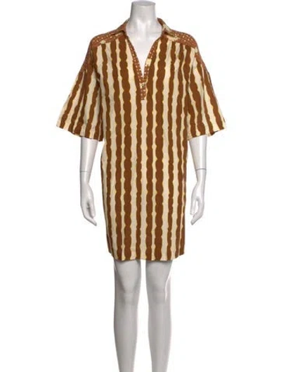 Pre-owned Ottod'ame Striped Mini Dress W/ Tags In Yellow