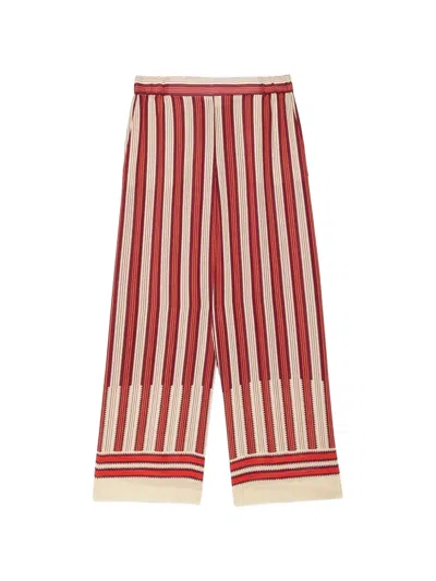 Ottod'ame Striped Wide-leg Trousers In Red