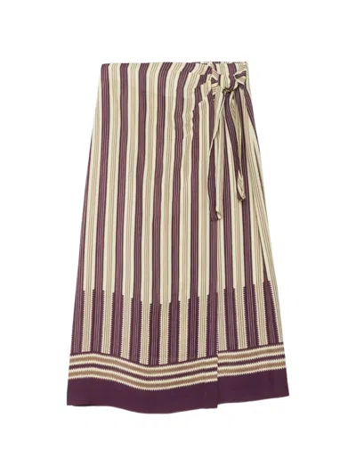 Ottod'ame Striped Wrap Skirt In Neutrals