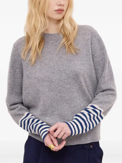 Ottod'ame Striped-cuff Sweater In Gray