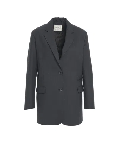 Ottod'ame Textured Oversized Blazer With Classic Notch Collar And Flap Pockets In Gray