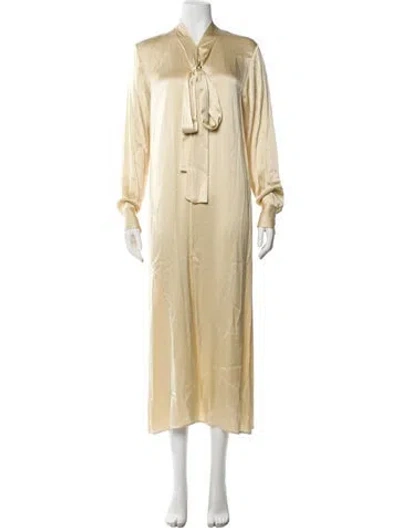 Pre-owned Ottod'ame Tie Neck Long Dress In Yellow