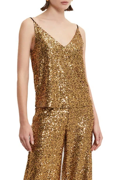 Ottod'ame Top With Sequins In Gold