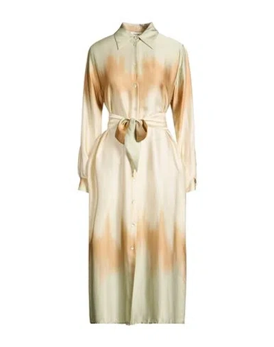 Ottod'ame Trésor Woman Midi Dress Light Green Size 10 Viscose In Multi