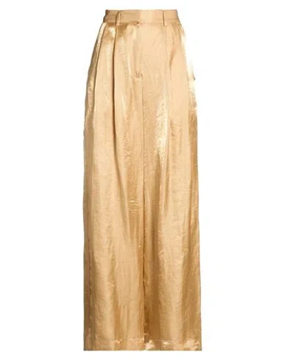 Ottod'ame Trésor Woman Pants Sand Size 8 Viscose, Linen, Polyamide In Brown