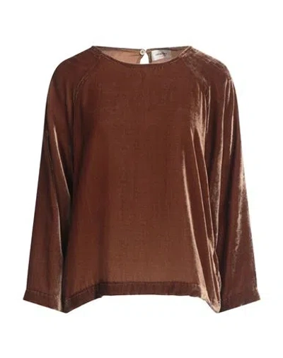 Ottod'ame Trèsor Woman Top Brown Size 6 Rayon, Polyamide