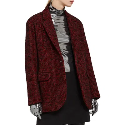 Ottod'ame Tweed Blazer In Burgundy