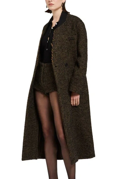 Ottod'ame Tweed Double-breasted Coat In Green